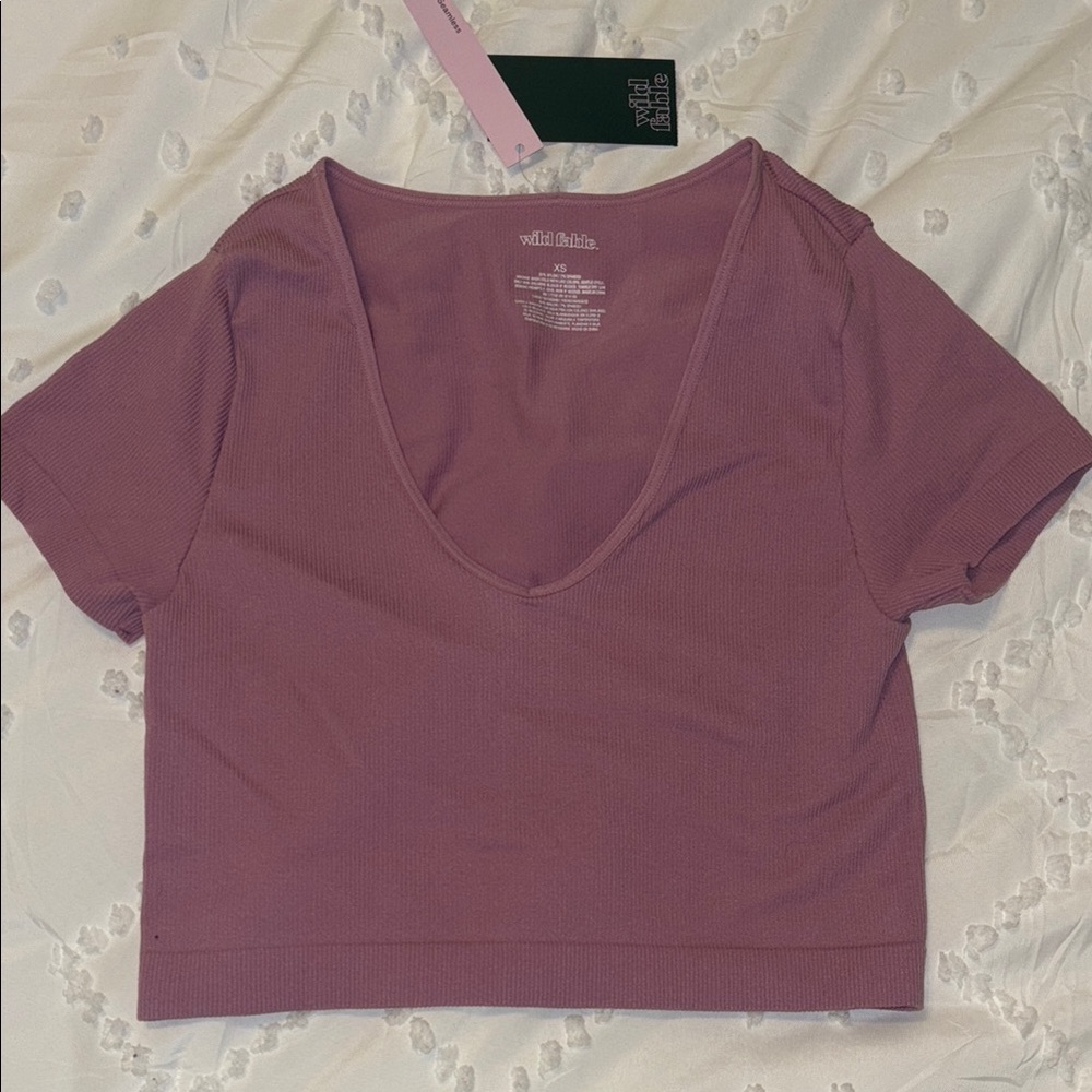 Wild Fable Pink Fitted Crop T-Shirt
